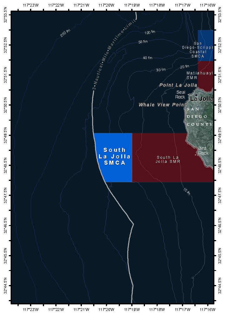 Map of South La Jolla State Marine Conservation Area - click to enlarge in new tab